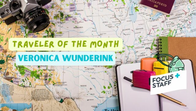 Map with Text saying Traveler of the Month