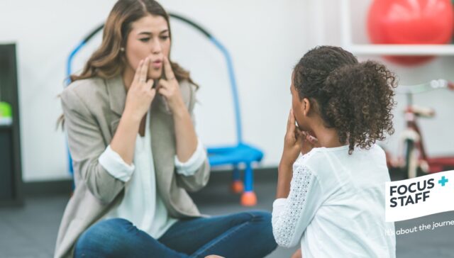 Speech Language Pathologist teaching kid