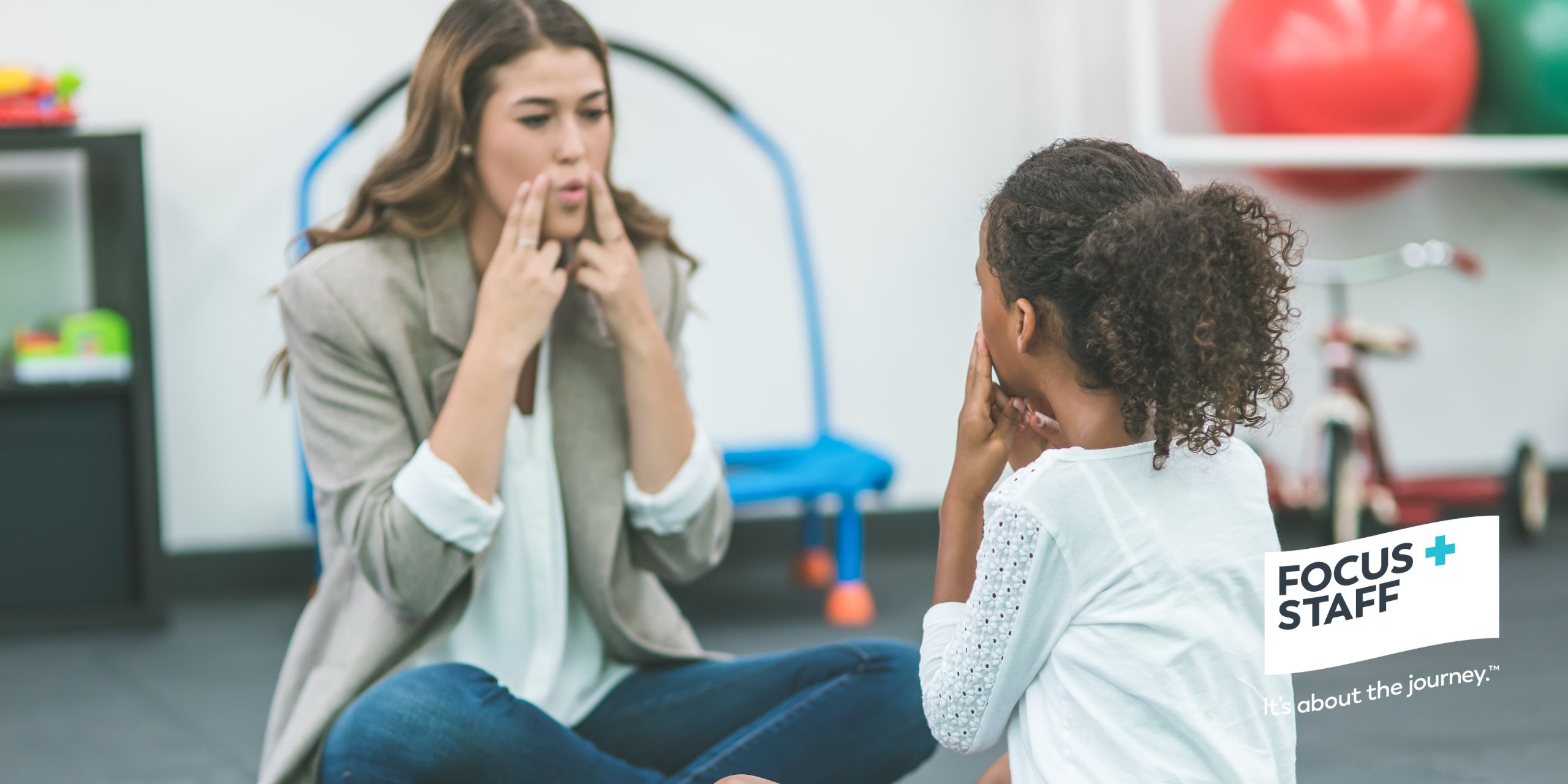 Speech Language Pathologist teaching kid